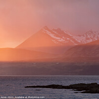 Buy canvas prints of Cuillin Mountains Winter Sunset Tokavaig, Skye. by Barbara Jones
