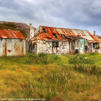 Buy canvas prints of Golden Road Cottage Ruin at Quidnish Isle of Harri by Barbara Jones
