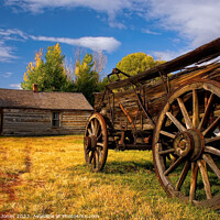 Buy canvas prints of  Nevada City Ghost Town Cart and Cabin Montana USA by Barbara Jones
