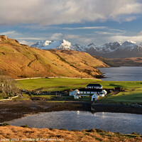 Buy canvas prints of Gesto Farm, and the Cuillin Mountains of  Skye by Barbara Jones