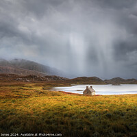 Buy canvas prints of Loch Stack Bothy, Sun and Showers Sutherland Scotl by Barbara Jones