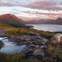 Buy canvas prints of Liathach and South Torridon Hills Sunset  by Barbara Jones