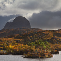 Buy canvas prints of Suilven and Storm Clouds in Autumn  Assynt  Scotla by Barbara Jones