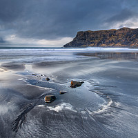 Buy canvas prints of Talisker Beach and Moody Sky Isle of Skye Scotland by Barbara Jones
