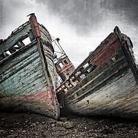 Buy canvas prints of Abandoned Boats at Salen Isle of Mull   by Barbara Jones