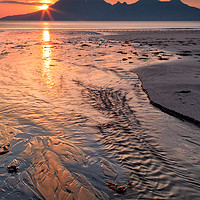 Buy canvas prints of Sunset over Rum  from Laig Beach Isle of Eigg     by Barbara Jones