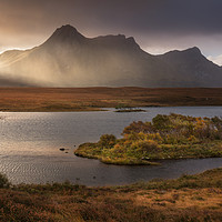 Buy canvas prints of Stormy Sunrise over Ben Loyal Mountain by Barbara Jones