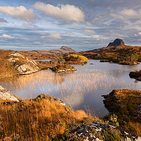 Buy canvas prints of Suilven and Canisp in Autumn, Assynt   by Barbara Jones