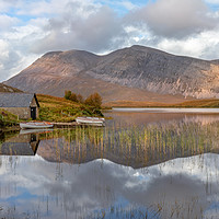 Buy canvas prints of Loch Stack and Arkle reflection in Autumn  by Barbara Jones