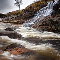Buy canvas prints of Glen Etive Waterfalls and River Scotland by Barbara Jones