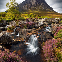 Buy canvas prints of Buachaille Etive Mor Glen Etive Waterfall Scotland by Barbara Jones