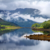 Buy canvas prints of Loch Leven Misty Mountains Reflection Scotland by Barbara Jones