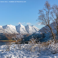 Buy canvas prints of Five Sisters of Kintail Snow  Mam Ratagan Scotland by Barbara Jones
