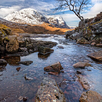 Buy canvas prints of  Three Sisters  in Winter Glen Coe Scotland by Barbara Jones