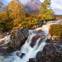 Buy canvas prints of Buachaille Etive Mor Waterfall Glen Etive Scotland by Barbara Jones