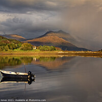 Buy canvas prints of Beinn Sgritheall and Isle Ornsay Lighthouse. by Barbara Jones
