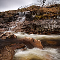 Buy canvas prints of  Winter Waterfall Scene Glen Etive by Barbara Jones