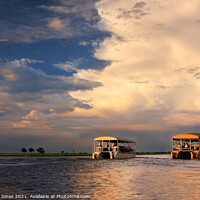 Buy canvas prints of Romantic Sunset Safari on the Chobe River by Barbara Jones