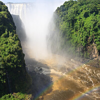 Buy canvas prints of Victoria Falls and Rainbow Zambia Africa by Barbara Jones