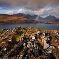 Buy canvas prints of Rainbow over Blaven Skye by Barbara Jones