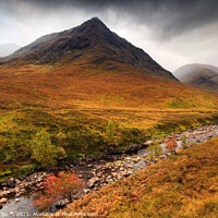 Buy canvas prints of   Autumn Scene in Glen Etive by Barbara Jones