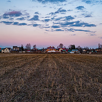 Buy canvas prints of Rural landscape in sunset. Moscow region. by Alexey Rezvykh