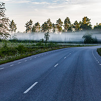 Buy canvas prints of Morning fog on the road by Alexey Rezvykh
