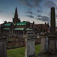 Buy canvas prints of Glasgow Cathedral from the Necropolis at evening by Alexey Rezvykh