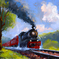 Buy canvas prints of Steam Train Oil Painting by Richard O'Donoghue