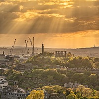 Buy canvas prints of Sunrays over Edinburgh  by Steven Lennie