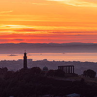 Buy canvas prints of Sunset over Calton Hill by Steven Lennie