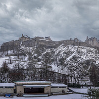 Buy canvas prints of Edinburgh Castle snow by Steven Lennie