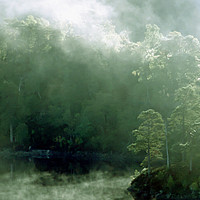 Buy canvas prints of Morning mist on Loch Beinn a' Mheadhoin in Glen Af by Adrian Snowball