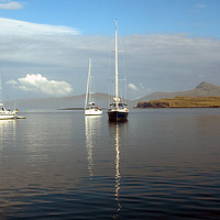 Buy canvas prints of Yachts at anchor in Canna Harbour by Adrian Snowball