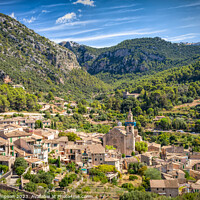 Buy canvas prints of Valledemossa and the Tramuntana Mountains  by Viv Thompson