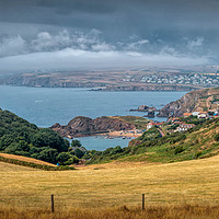 Buy canvas prints of Sea Fret Over Hope Cove by Viv Thompson