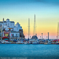 Buy canvas prints of Sunset at Skopelos Harbour by Viv Thompson