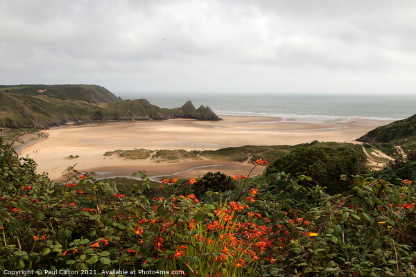 Three Cliffs Bay Picture Board by Paul Clifton