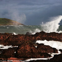 Buy canvas prints of Sea spray and waves on the Antrim coast. by Paul Clifton