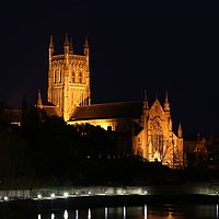 Buy canvas prints of Worcester cathedral at night. by Paul Clifton