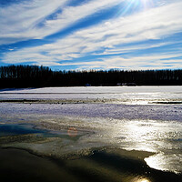 Buy canvas prints of Cold January on the Borcea river by liviu iordache