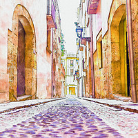 Buy canvas prints of beautiful narrow alley in the old town of spain, w by Q77 photo