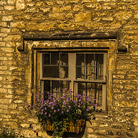 Buy canvas prints of Old wooden window in a historic building, characteristic stone f by Q77 photo