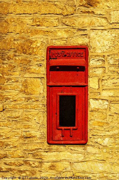Old red letterbox in the wall, traditional way of  Picture Board by Q77 photo