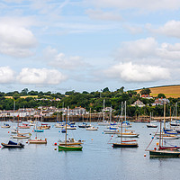 Buy canvas prints of Boats and ships moored in a small port, in the bac by Q77 photo