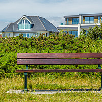 Buy canvas prints of Empty bench in the park in the seaside resort, res by Q77 photo