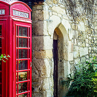 Buy canvas prints of Red telephone booth, symbolic english red booth, e by Q77 photo