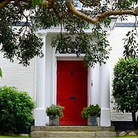 Buy canvas prints of stylish entrance to a residential building, an int by Q77 photo