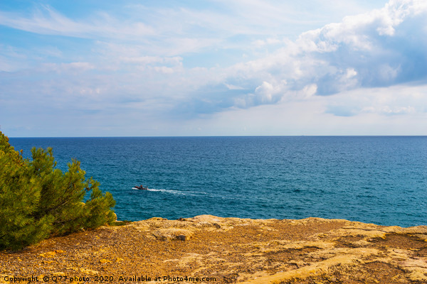 high cliff above the sea, summer sea background, m Picture Board by Q77 photo