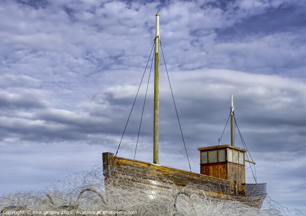 A Fishing Boat On A Sea Of Fishing Nets Picture Board by Rick Lindley